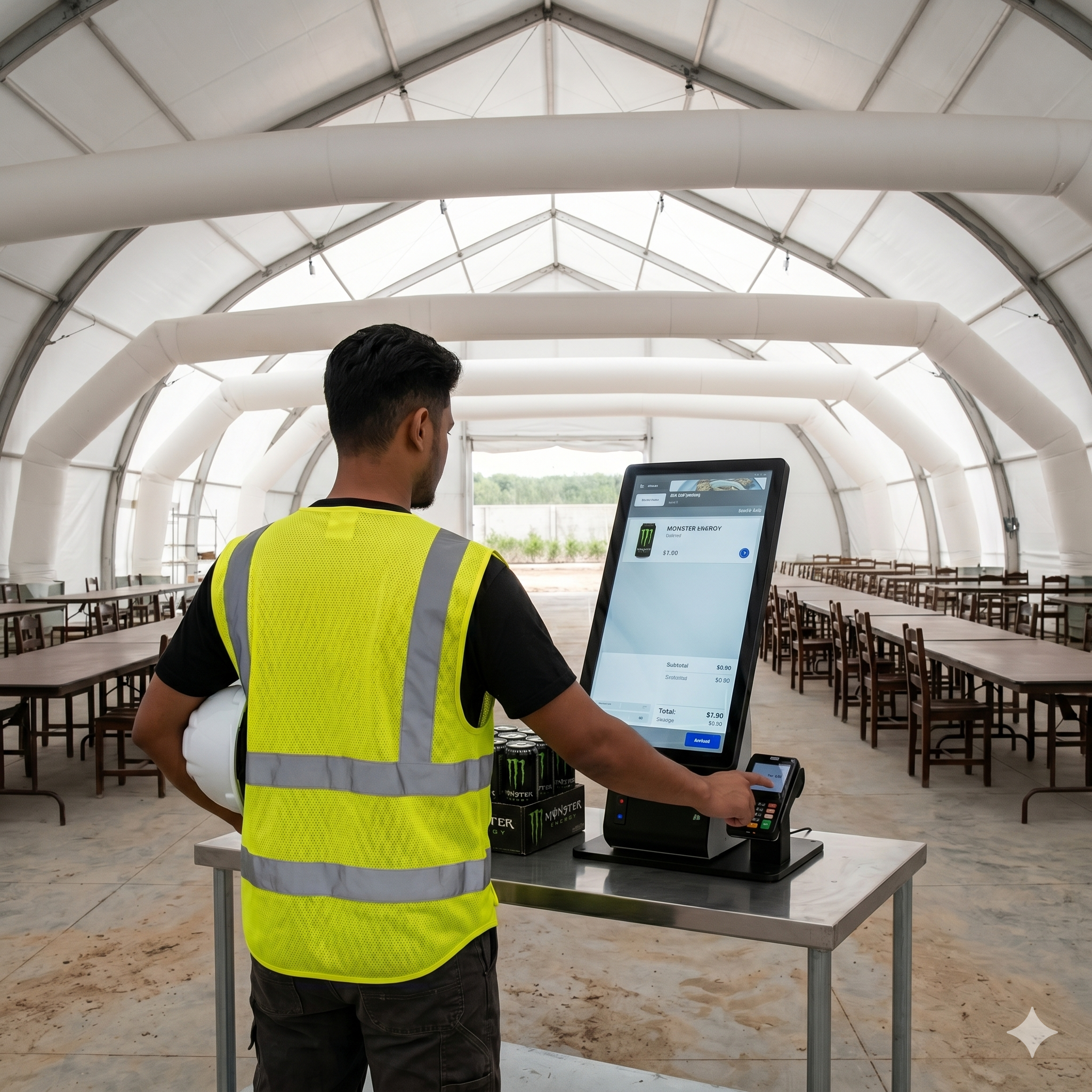 Smart vending kiosk on site